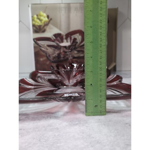 Fifth Avenue Crystal Aurora Chip & Dip Dish, Crystal Serving Dish, Plomb Dish‎ - Picture 10 of 12